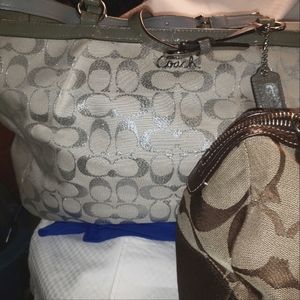 Silver and White COACH BAG!!